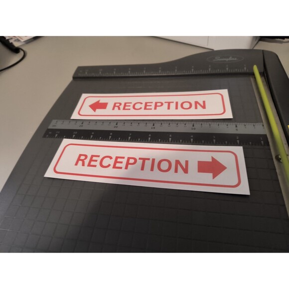 Reception Arrow Retail Sign Left Right Sticker Waterproof Vinyl Decal (2 Pack) - Picture 3 of 3